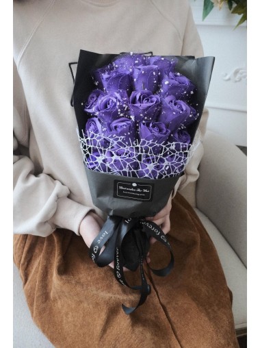 [現貨發售] Eternal Florist - 石鹼香皂永生花束21朵連禮盒 / Violet